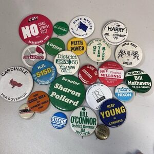 Vintage 70's 80's Local New York Jersey Political Lapel Pin 26 Pc Byrne Nixon